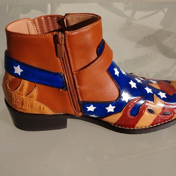American Flag painted cowboy/ankle/motorcycle boot - Picture 5 of 5